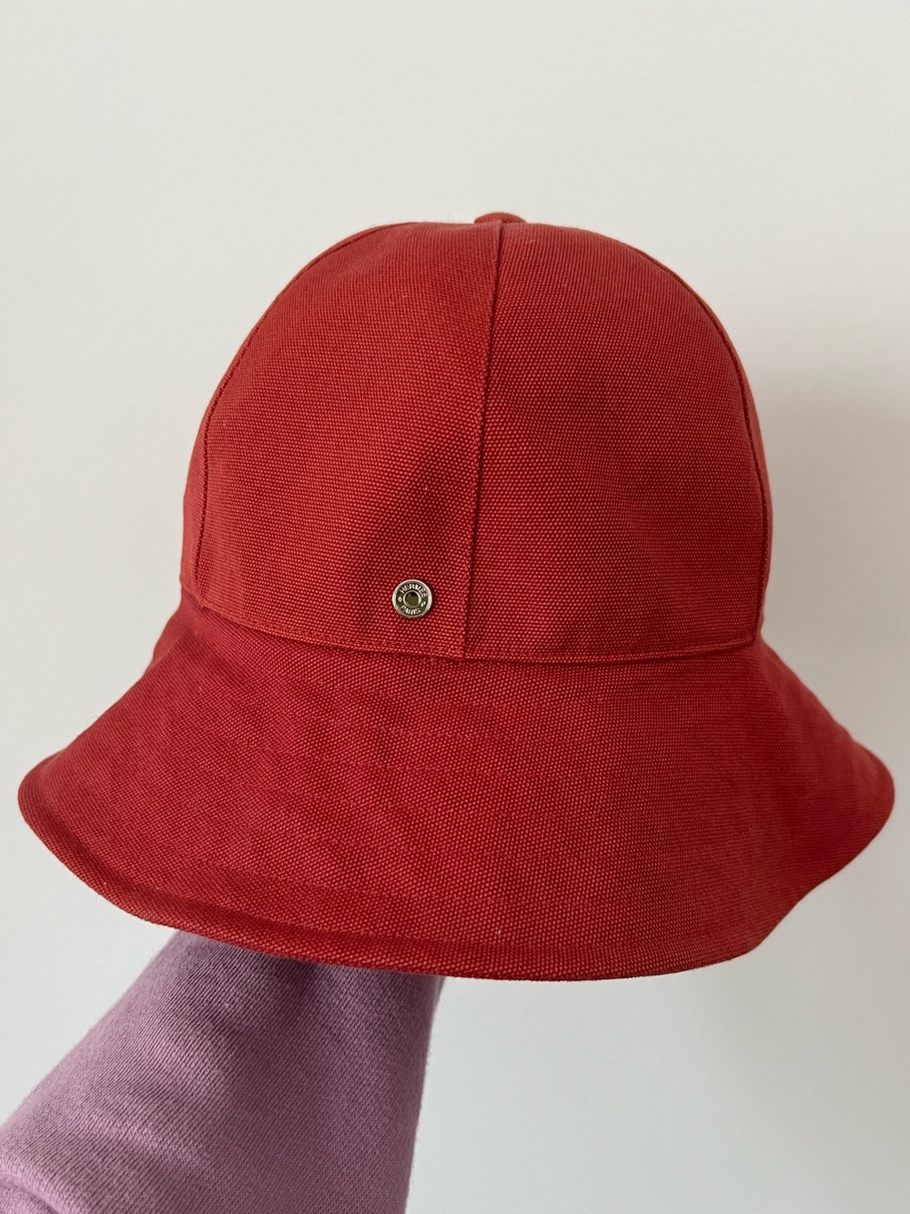 Authentic Hermes Red Canvas Bucket Hat